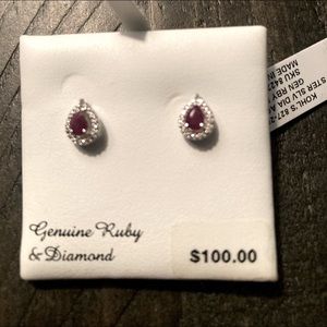 Genuine Ruby & Diamond Eareings